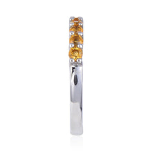 Load image into Gallery viewer, Sterling Silver Round Citrine Ring
$ 50 &amp; Under, 7, Oval, Citrine, Golden Yellow, White, White Topaz, 925 Sterling Silver, Eternity Band