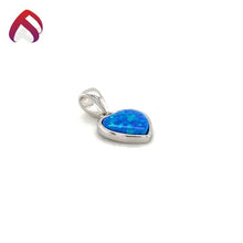 Load image into Gallery viewer, Blue Opal Heart Necklace - FineColorJewels