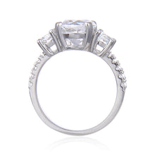 Load image into Gallery viewer, Classic Round White Topaz Engagement Ring, $ 50 &amp; Under, White Topaz, White, Round, 925 Sterling Silver, 6, 7, 8, Three Stone