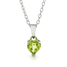 Load image into Gallery viewer, Natural Peridot Rhodium Heart Necklace