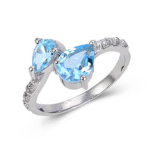 Load image into Gallery viewer, Sterling Silver Pear Shape Blue Topaz Ring with White Topaz.
$ 50 &amp; Under, 6, 7, 8, Blue, Pear, Blue Topaz, White Topaz, 925 Sterling Silver, Fashion