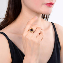 Load image into Gallery viewer, Sterling Silver Smoky Quartz with Citrine Ring.
$ 50 &amp; Under, 6, 7, 8, Round, Smoky Quartz, Brown, Yellow, Citrine, 925 Sterling Silver, Fashion