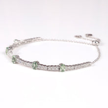 Load image into Gallery viewer, Genuine Green Sapphire Bracelet with Natural White Zircon