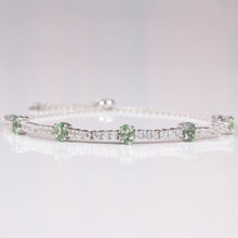 Load image into Gallery viewer, Genuine Green Sapphire Bracelet with Natural White Zircon