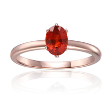 Load image into Gallery viewer, Genuine Spessartite Garnet One Carat Solitaire Ring | Rose Gold Plated Sterling Silver Ring | Solitaire Ring - FineColorJewels