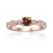 Load image into Gallery viewer, Alexandrite Engagement Ring with Moissanite accents in Rose Gold Plated Sterling Silver - FineColorJewels