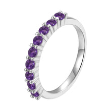 Load image into Gallery viewer, Stackable Sterling Silver Round Amethyst Ring - FineColorJewels