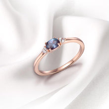 Load image into Gallery viewer, Alexandrite and White Sapphire Ring Rose Gold Plated Silver - FineColorJewels