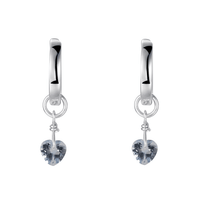 Load image into Gallery viewer, Natural Blue Topaz Dangling Rhodium Heart Earrings