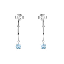 Load image into Gallery viewer, Natural Blue Topaz Dainty Round Rhodium Earrings