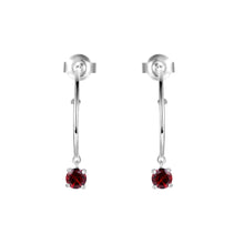 Load image into Gallery viewer, Natural Garnet Dainty Round Rhodium Earrings