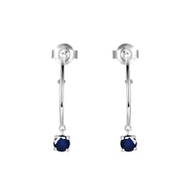 Load image into Gallery viewer, Genuine Sapphire Dainty Round Rhodium Earrings