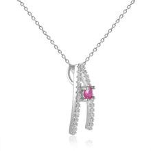 Load image into Gallery viewer, Enchanting Round cut Genuine Ruby Pendant Necklace with White Sapphire