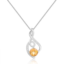Load image into Gallery viewer, Graceful Round cut Natural Citrine Pendant Necklace with White Sapphire
