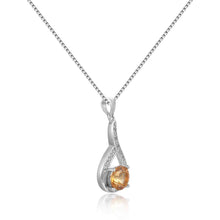 Load image into Gallery viewer, Sophisticated Round cut Natural Citrine Pendant Necklace with White Sapphire