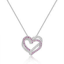 Load image into Gallery viewer, Captivating Round cut Genuine Pink Sapphire Heart Necklace Pendant with White Sapphire