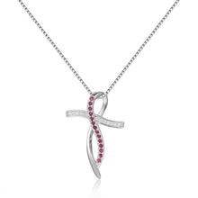 Load image into Gallery viewer, Dainty Round cut Genuine Ruby Necklace Pendant with White Sapphire
