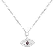 Load image into Gallery viewer, Created Alexandrite Rhodium Plated Evil Eye Necklace