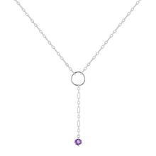 Load image into Gallery viewer, Natural Amethyst Dainty Round Rhodium Necklace