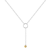 Load image into Gallery viewer, Natural Citrine Dainty Round Rhodium Necklace