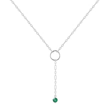 Load image into Gallery viewer, Genuine Emerald Dainty Round Rhodium Necklace