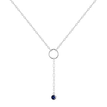 Load image into Gallery viewer, Genuine Sapphire Dainty Round Rhodium Necklace