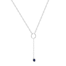 Load image into Gallery viewer, Genuine Sapphire Dainty Round Rhodium Necklace
