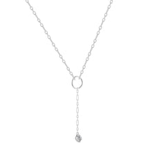 Load image into Gallery viewer, Natural White Topaz Dainty Round Rhodium Necklace
