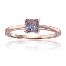 Load image into Gallery viewer, Rose Gold Plated Created Alexandrite Square Shaped Solitaire Ring