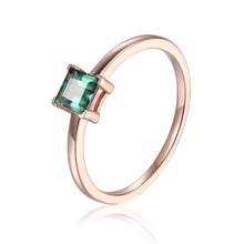 Load image into Gallery viewer, Rose Gold Plated Green Tourmaline Square Shaped Solitaire Ring