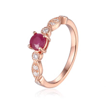 Load image into Gallery viewer, Rose Gold Plated Genuine Ruby Round cut Ring