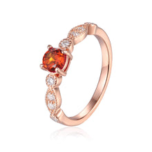 Load image into Gallery viewer, Genuine Spessartite Garnet Ring in Rose Gold Plated Sterling Silver