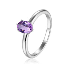 Load image into Gallery viewer, Amethyst Solitaire Ring in Sterling Silver