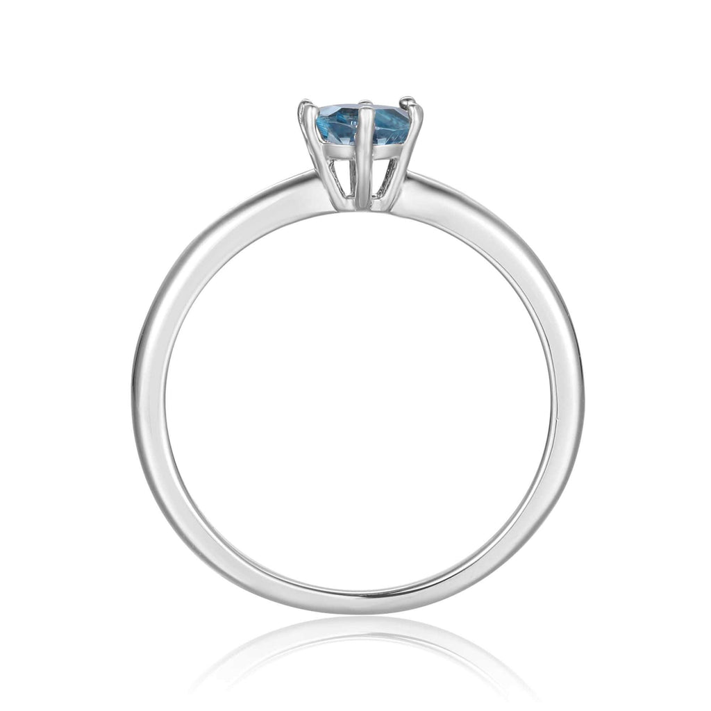 Rose Gold Plated Oval Shaped Blue Zircon Solitaire Ring