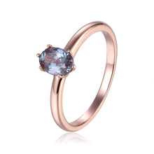 Load image into Gallery viewer, Rose Gold Plated Oval Shaped Created Alexandrite Solitaire Ring
