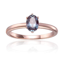 Load image into Gallery viewer, Rose Gold Plated Oval Shaped Created Alexandrite Solitaire Ring