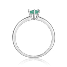 Load image into Gallery viewer, Genuine Emerald Solitaire Sterling Silver Ring