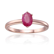 Load image into Gallery viewer, Rose Gold Plated Oval Shaped Genuine Ruby Solitaire Ring