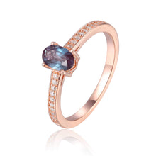 Load image into Gallery viewer, Sterling Silver Oval Shaped Created Alexandrite Solitaire Ring