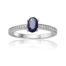 Load image into Gallery viewer, Sterling Silver Oval Shaped Genuine Blue Sapphire Solitaire Ring