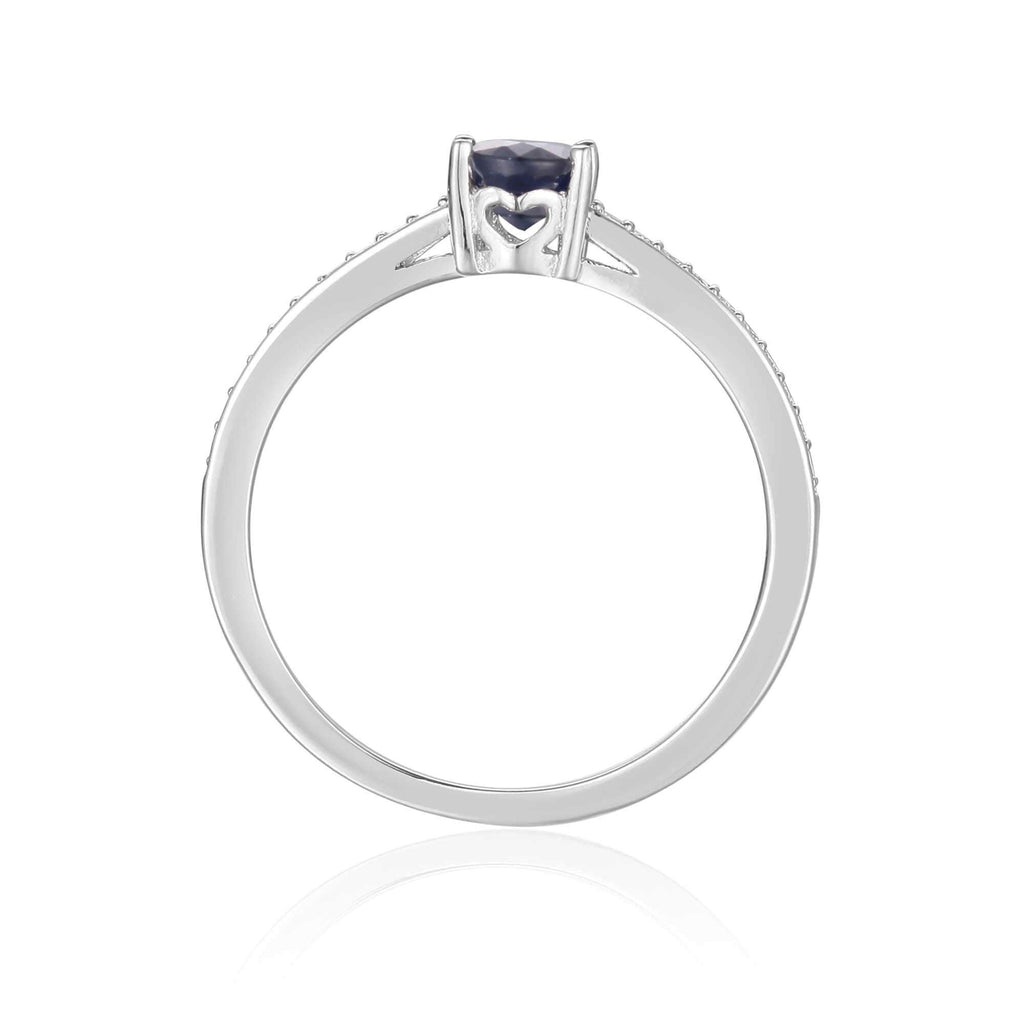 Sterling Silver Oval Shaped Genuine Blue Sapphire Solitaire Ring