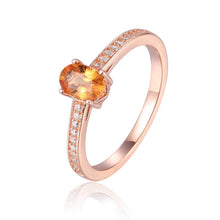 Load image into Gallery viewer, Sterling Silver Oval Shaped Spessartite Garnet Solitaire Ring