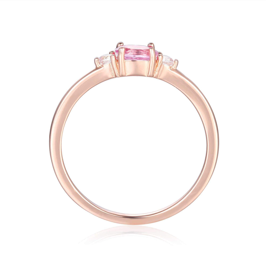 ose Gold Plated Oval Shaped Genuine Pink Sapphire Dainty Ring: