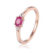 Load image into Gallery viewer, Rose Gold Plated Oval Shaped Genuine Ruby Dainty Ring: