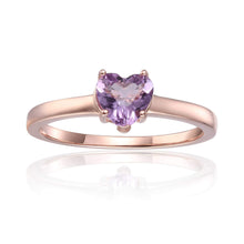 Load image into Gallery viewer, Sterling Silver Heart Shaped Pink Amethyst Solitaire Ring