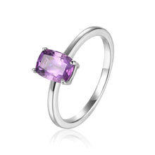 Load image into Gallery viewer, Sterling Silver Ocatogon Cut Purple Amethyst Solitaire Ring
