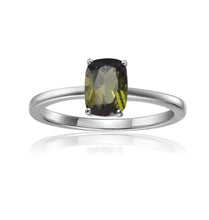 Load image into Gallery viewer, Sterling Silver Ocatogon Cut Green Tournaline Solitaire Ring