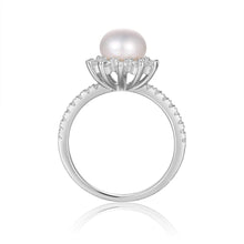 Load image into Gallery viewer, Pearl Engagement Ring with Moissanite Accents