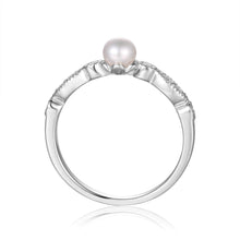 Load image into Gallery viewer, Dainty Pearl Solitaire Ring with Moissanite Accents