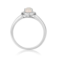 Load image into Gallery viewer, Created Opal Teardrop Halo Ring with Moissanite Accents For Women